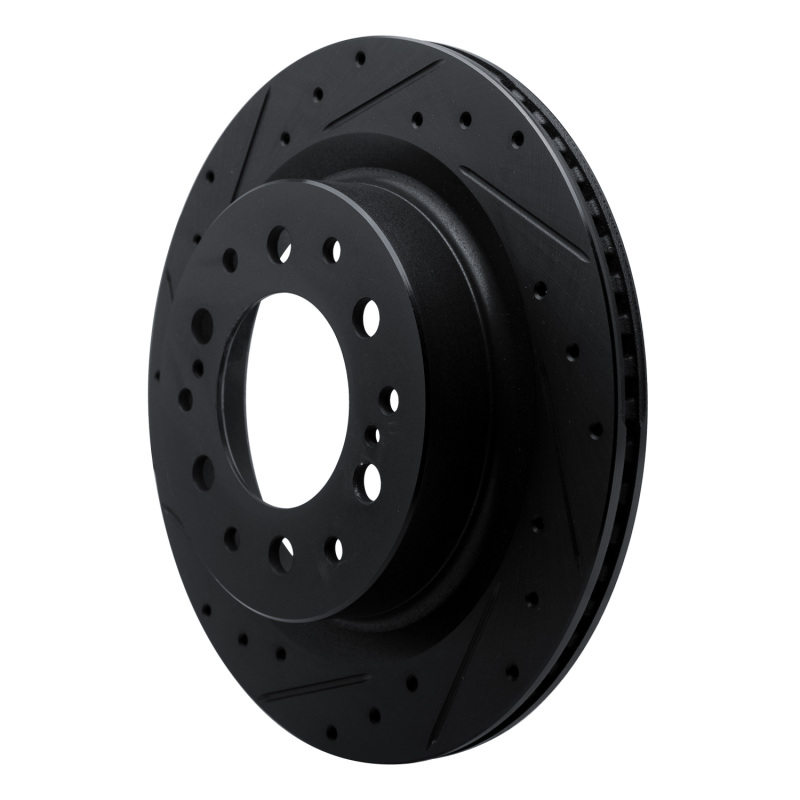 Lexus GX550 Brake Rotor (1) - Rear Left - R1 Concepts - Drilled & Slotted - Black - `22-`25